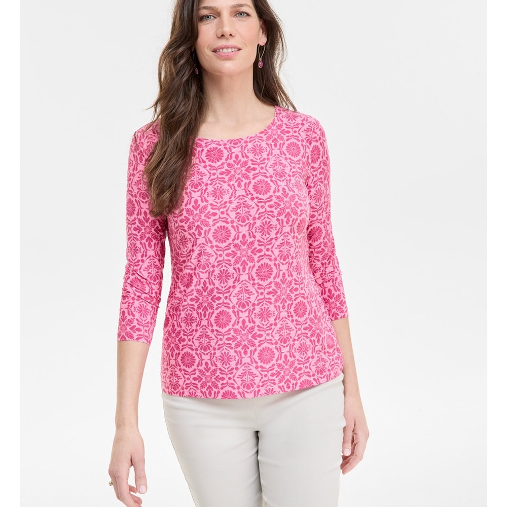 Pink Jacquard Women's Top - Medium by JM Collection
